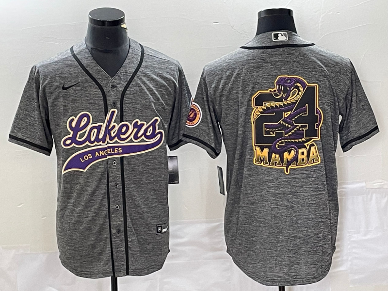Men Los Angeles Lakers 24 Bryant grey 2024 NBA Jersey20241120